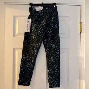 RBX Blue and Black Patterned Leggings with Pockets